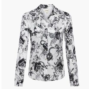 L'AGENCE Tyler Floral Print Woven Silk Shirt